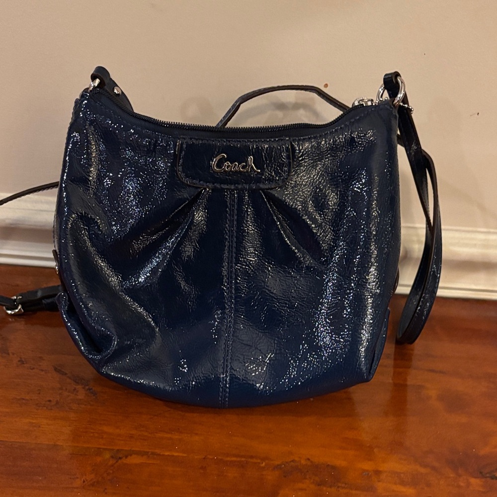 Coach Shiny Dark Blue Crossbody Bag